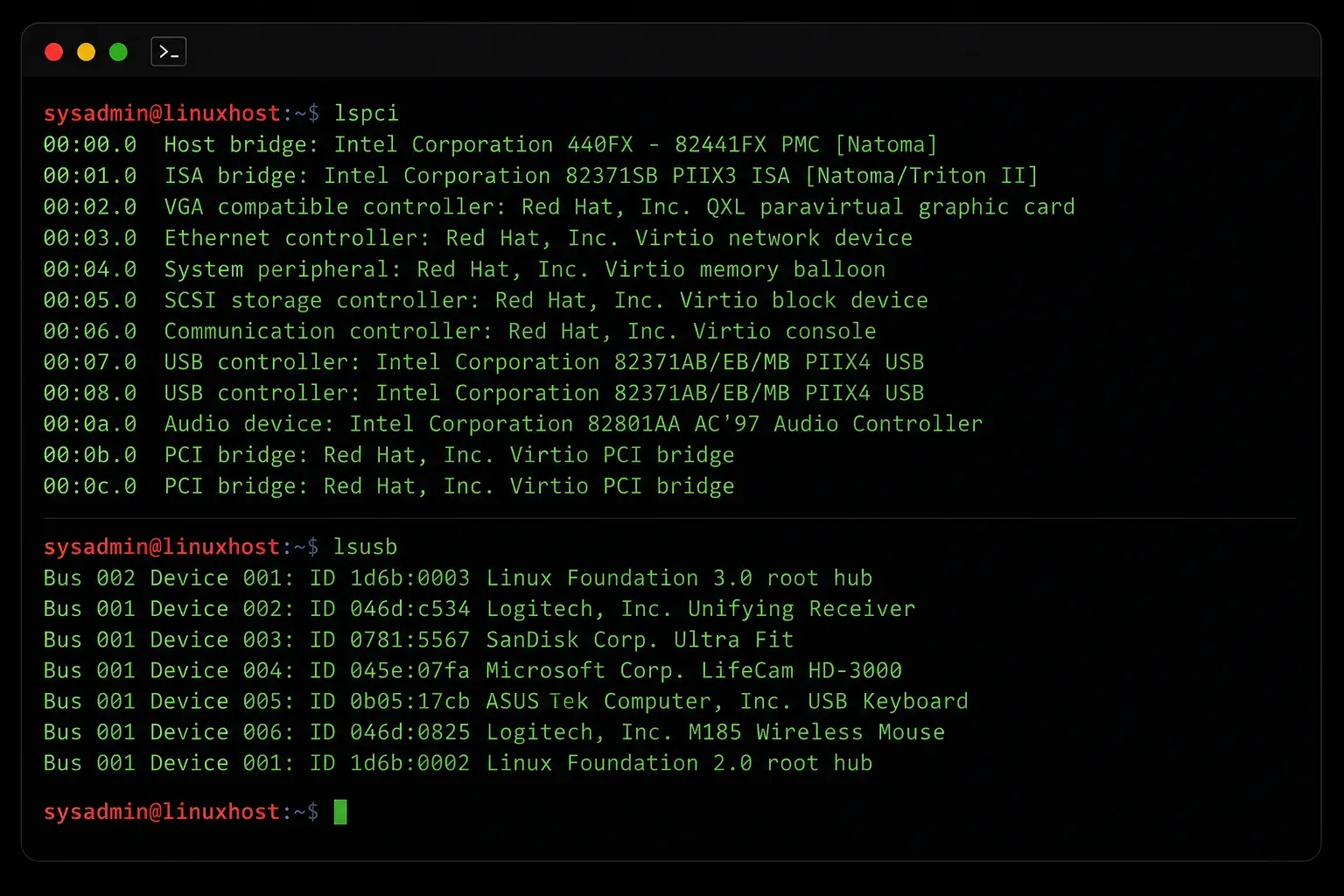 Using Linux Device Management Commands