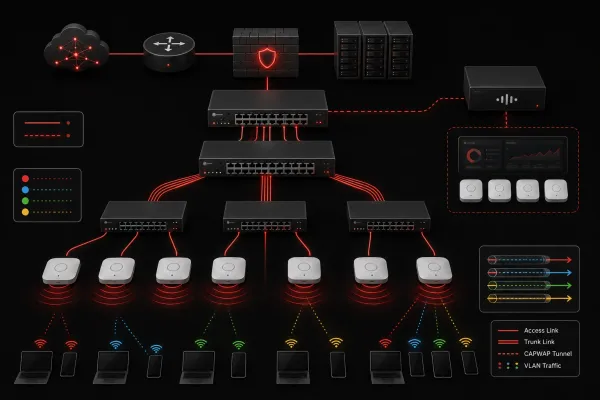 How Access and Trunk Ports Connect WLAN Components